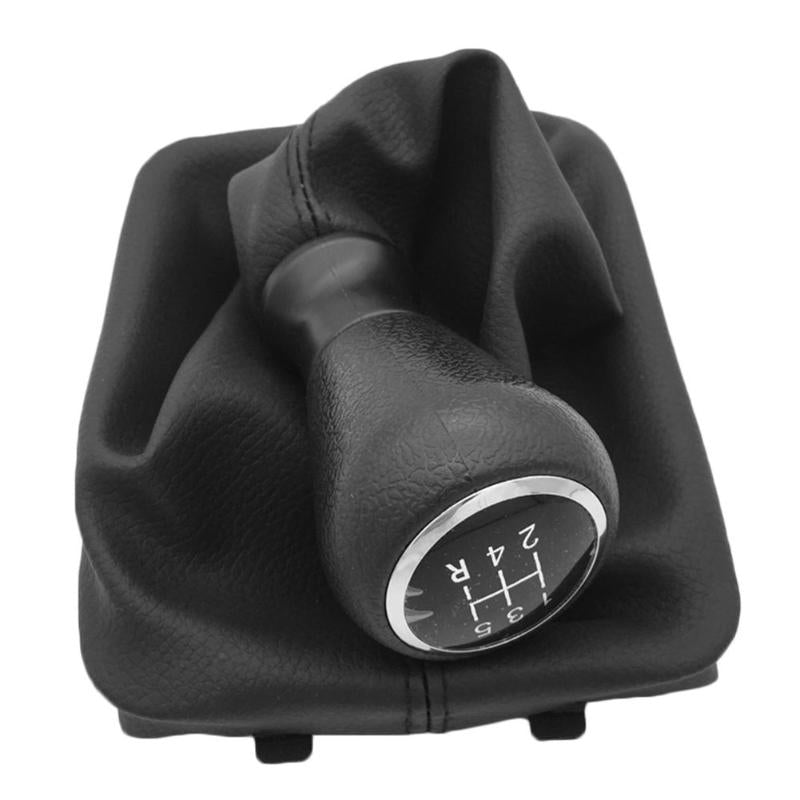 Black 5 Speed Gear Shift Knob Shifter Collar Lever Stick Gaiter Boot Cover for Peugeot 206 406 (Black)