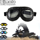 Black BJMOTO Motocross MX GOGGLES Retro Glasses WWII VINTAGE PILOT For MOTORCYCLE BIKER CRUISER HELMET Anti-UV gafes ATV Bike Off-Road