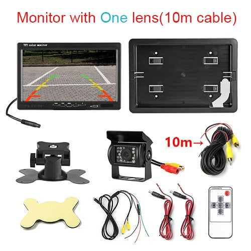 Dark Slate Gray Jansite 7 Inch Wired Car monitor TFT LCD Rear View Camera Two Track rear Camera Monitor For Truck Bus Parking Rear view System