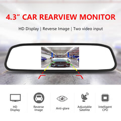 Dark Gray 4.3 inch Car HD Rearview Mirror CCD Video Auto Parking Assistance LED Night Vision Reversing Rear View Camera Transparent glass
