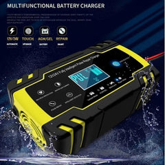 Steel Blue Motorcycle Car Battery Charger Smart Fast Pulse Repair Charger 12V 8A AGM Intelligent Emergency Charger with LCD Display