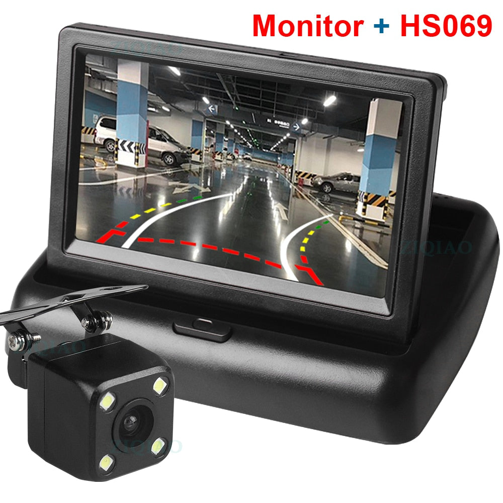 Dark Slate Gray ZIQIAO 4.3" TFT LCD Car Foldable Monitor Dynamic Camera Reverse Paking Camera For Parking Reverse Monitor System