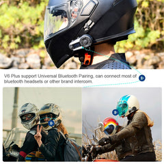 Gray Fodsports 2 pcs V6 Plus Intercom 6 riders 1200m motorcycle helmet intercom moto bluetooth helmet Headset Intercomunicador FM LED