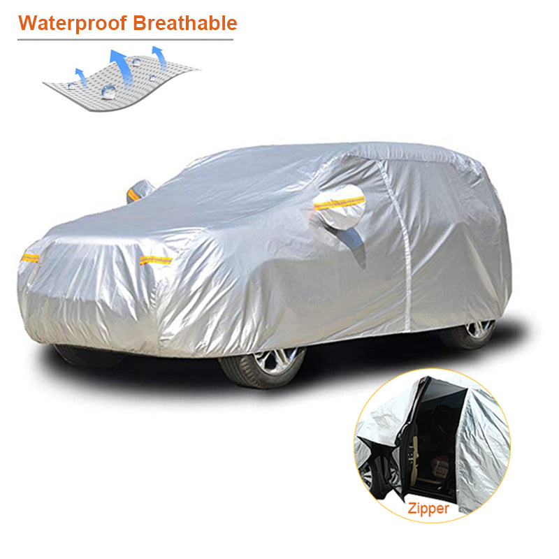 Dark Gray Kayme waterproof car covers outdoor sun protection cover for car reflector dust rain snow protective suv sedan hatchback full s