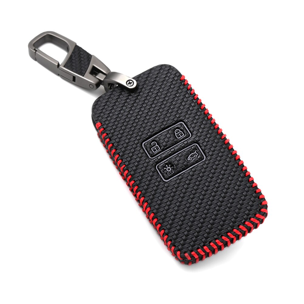 Leather Car Key Cover Case Holder With Key Chain Key Protection For Renault Captur Clio Megane Koleos Kadjar Car Accessories (Black) - Auto GoShop