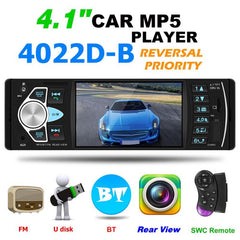 4022D 1DIN Car Radio Bluetooth Car Stereo MP5 Player USB TF Card AUX Radio Head Unit With Rearview Camera Remote Control - Auto GoShop