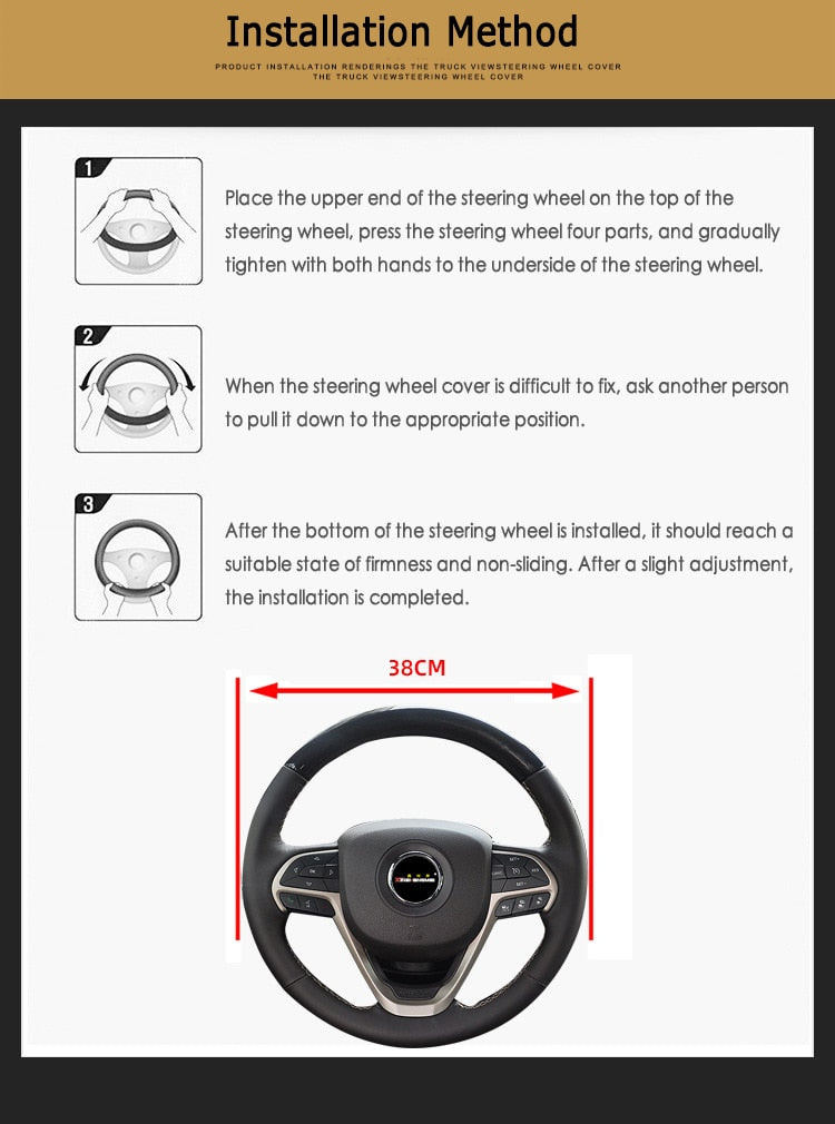 Car Steering Wheel Covers Reflective Faux Leather Elastic Truck Leather Design Auto Steering Wheel Protector Steering Covers - Auto GoShop