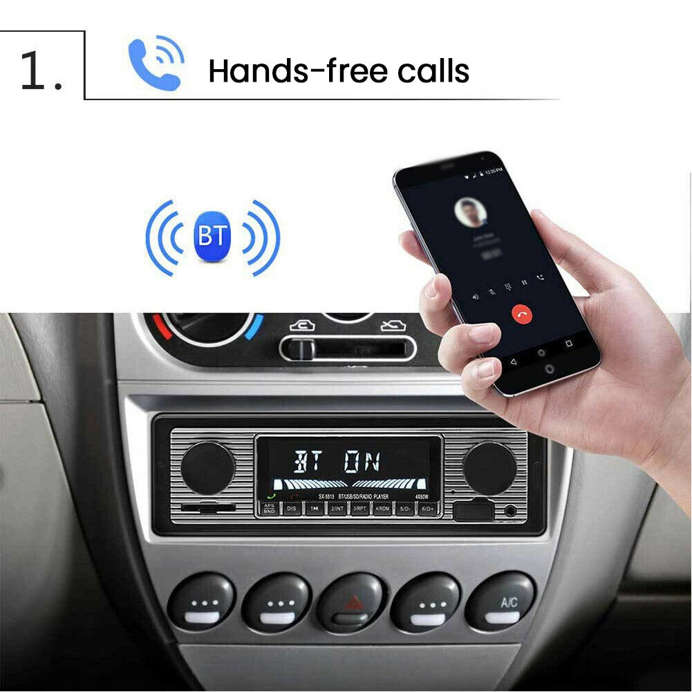 FM LCD Display MP3 Retro Bluetooth Stereo Accessories Easy Operate Electronic Support Card Car Radio Smart Player Electronics - Auto GoShop