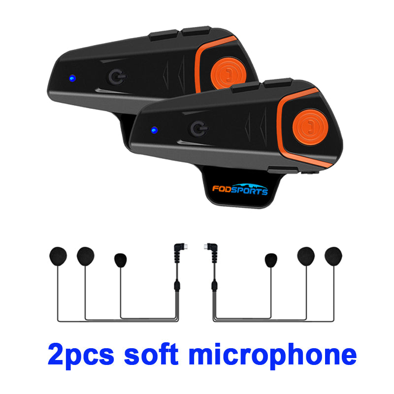 Black Fodsports BT-S2 Pro Motorcycle Wireless Bluetooth Intercom Headsets 1000m Motorbike BT Interphone with FM Radio Waterproof IPX6