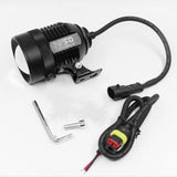Black Motorcycle Spotlight 12V 30W Adjustment Laser Barrel External Spotlight Integrated LED Lamp Motorbike External Headlight (BK)