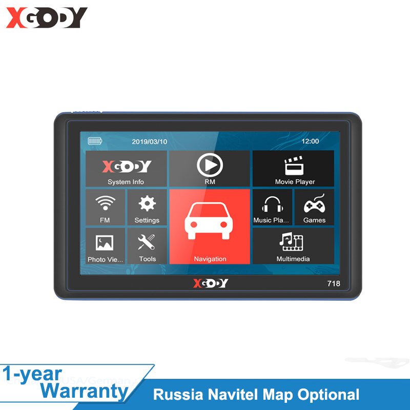 XGODY 718 7 Inch Car GPS Navigation 128M+8GB FM Touch Screen Sat Nav Truck Navigator Reverse Wireless Camera Navitel Europe Map - Auto GoShop