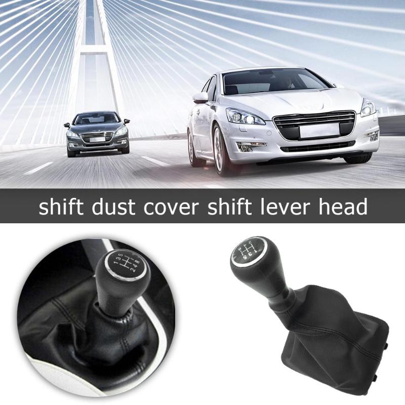 White Smoke 5 Speed Gear Shift Knob Shifter Collar Lever Stick Gaiter Boot Cover for Peugeot 206 406 (Black)