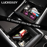 LUCKEASY for Tesla MODEL 3 and Tesla MODEL Y 2017-2020 Double Storage Design Tissue Box Trash can Stowing Tidying - Auto GoShop