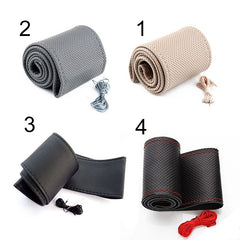 Dark Slate Gray New Anti-slip Breathable PU Leather DIY Car Steering Wheel Cover Case With Needles and Thread