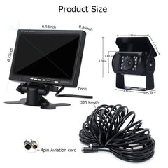 Podofo 7" Inch 4 Split Screen Car Monitor Headrest monitor 4 Channels input Use for Truck Bus Motorhome+Front/Rear View camera - Auto GoShop
