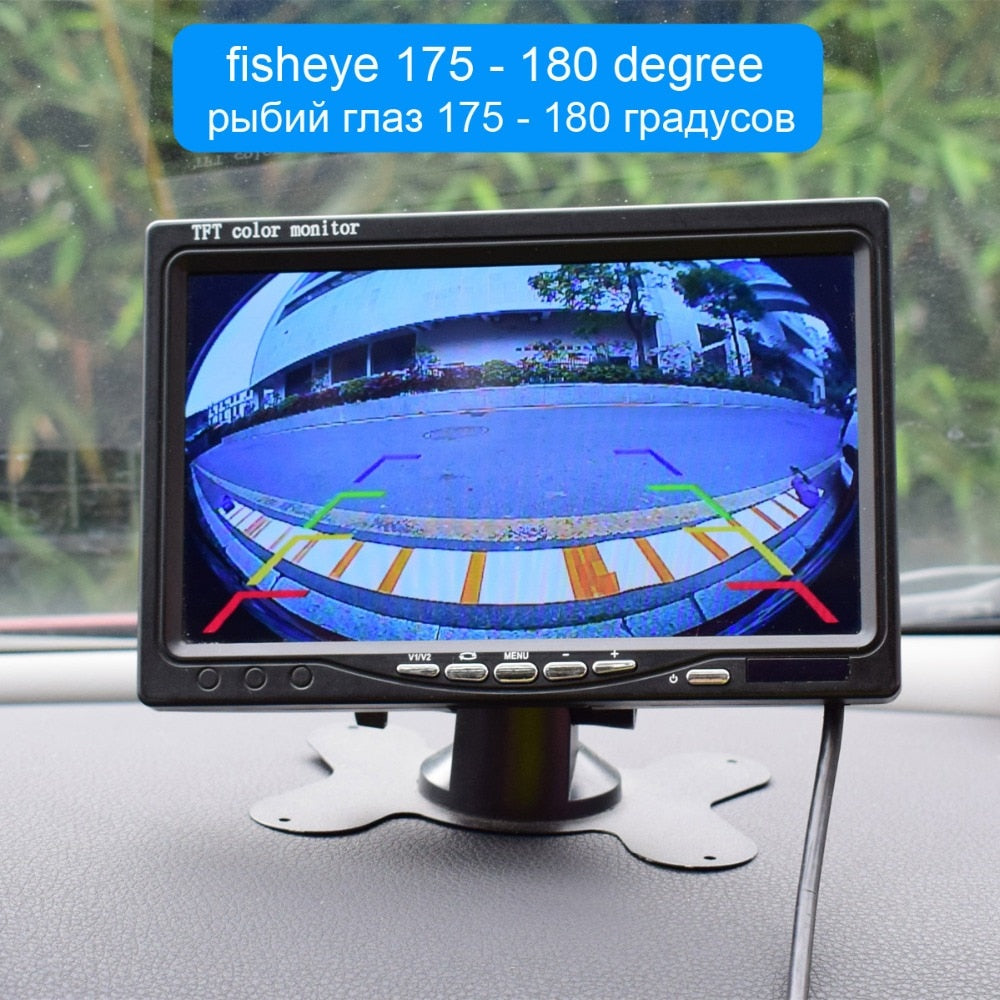 XCGaoon CCD 180 degree Fisheye Lens Car Camera Rear View Wide Angle Reversing Backup Camera Night Vision Parking Assist (12V) - Auto GoShop