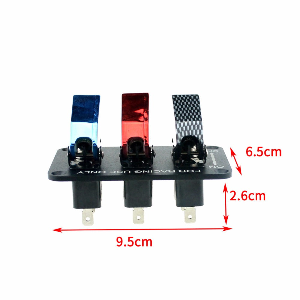 Black DC12V 20A Toggle Switch Panel Carbon Fiber & Red & Blue Racing Car Switch Panel for Racing Car with cable