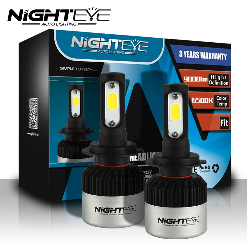 Black NIGHTEYE Super Bright Car Headlights H7 LED H4 led H1 H8 H11 HB3 9005 HB4 9006 Auto Bulb 72W 9000LM Automobiles Headlamp 6500K