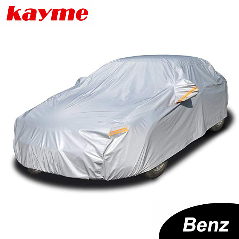 Light Gray Kayme aluminium Waterproof car covers super sun protection dust Rain car cover full universal auto suv protective for Benz