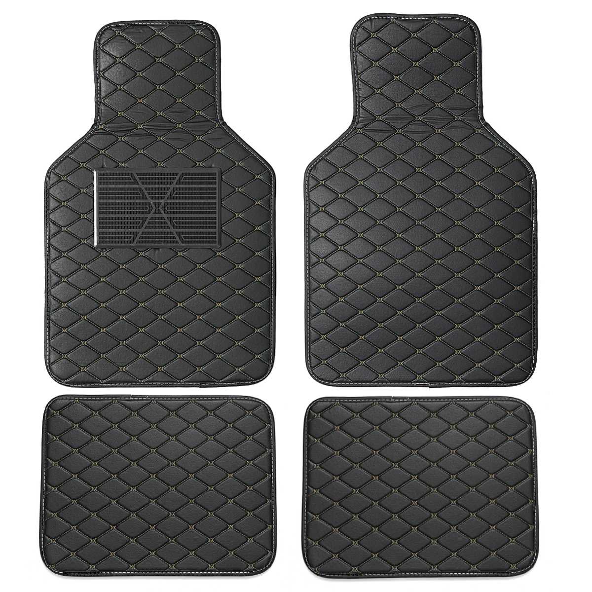 Universal Leather Front Rear Car Floor Mats Pad Car Carpet Mats Waterproof Anti-dirty Anti-slip Floor Mats For Most Cars Black - Auto GoShop