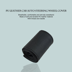 2018 New Anti-slip Breathable PU Leather DIY Car Steering Wheel Cover Case With Needles and Thread Fit for Diameter 36-38cm - Auto GoShop