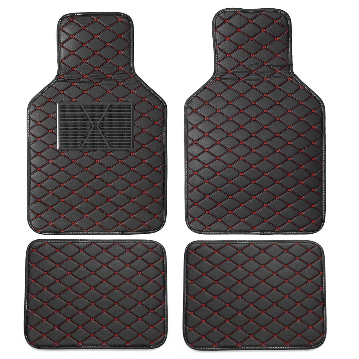 Universal Leather Front Rear Car Floor Mats Pad Car Carpet Mats Waterproof Anti-dirty Anti-slip Floor Mats For Most Cars Black - Auto GoShop