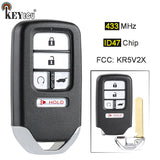 Dim Gray KEYECU  433MHz ID47 Chip FCC: KR5V2X Replacement 4+1 5 Button Smart Remote Key Fob for Honda Piot CR-V Civic 2016 2017 2018 2019