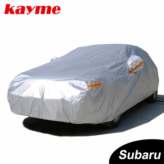 Dark Gray Kayme Waterproof full car covers sun dust Rain protection cover auto suv protective for Subaru forester Legacy Outback impreza