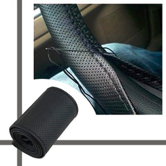 2018 New Anti-slip Breathable PU Leather DIY Car Steering Wheel Cover Case With Needles and Thread Fit for Diameter 36-38cm - Auto GoShop