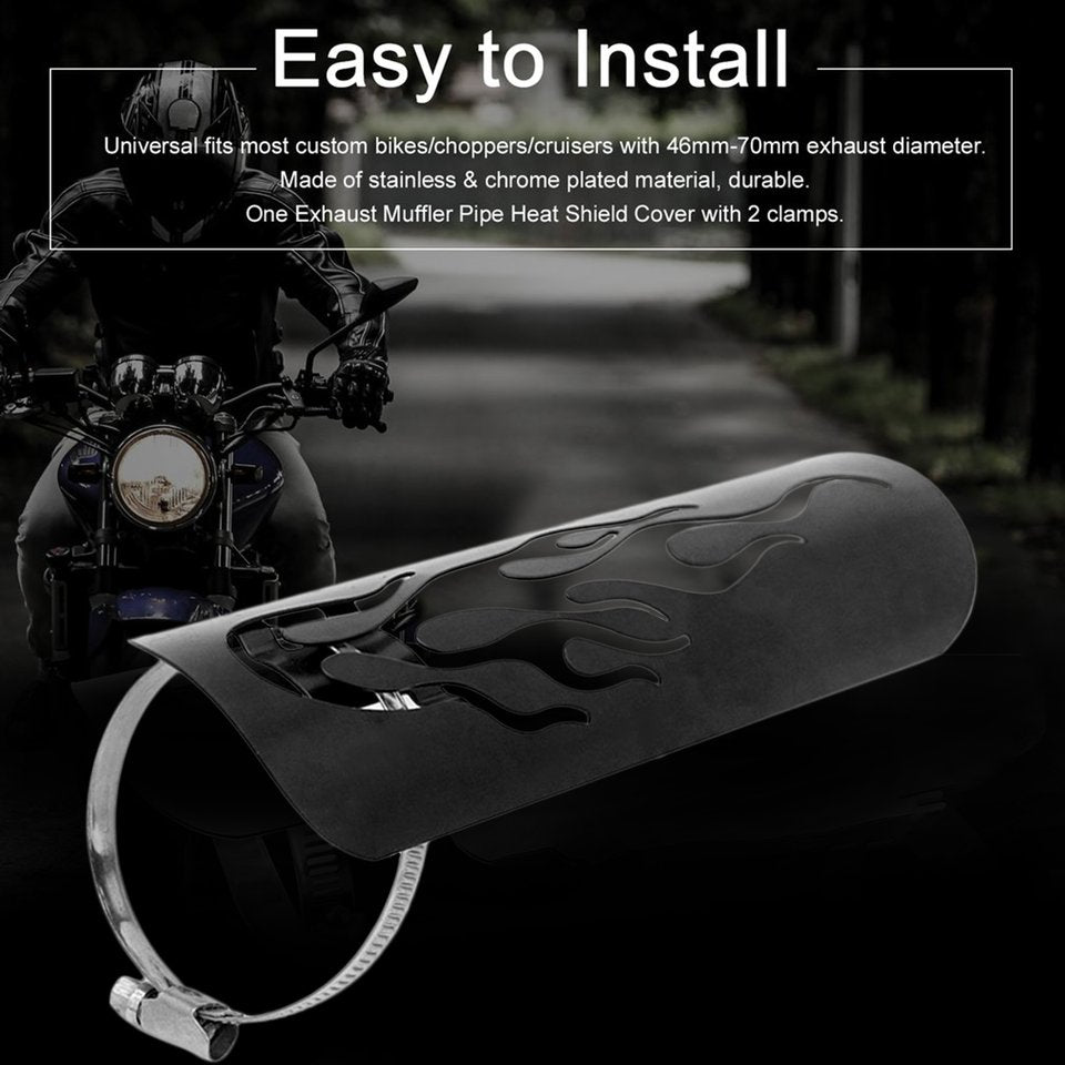 Dark Slate Gray New Universal Vintage Chrome Plated Motorcycle Modified Curved Exhaust Muffler Pipe Heat Shield Cover Guard Motorbike Parts Hot