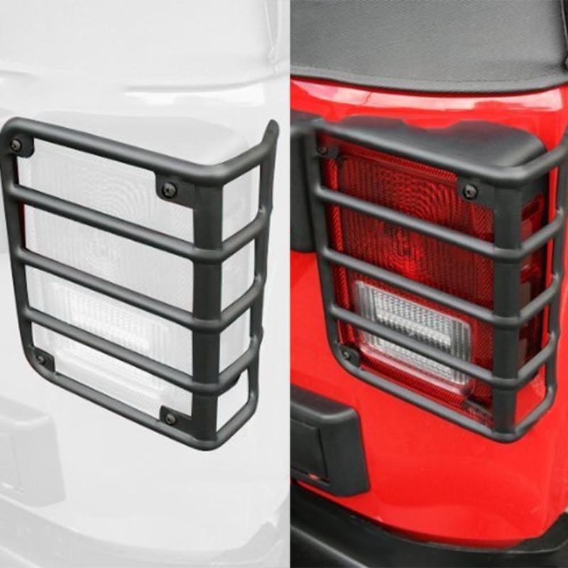 Dark Red 1Pair Metal Rear Tail Light Guards Covers for 07-17 Jeep Wrangler JK JKU Back Lamps Guards Covers Car styling Black Rear New