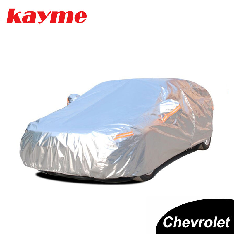 Light Blue Kayme aluminium Waterproof car covers super sun protection dust Rain car cover full universal auto suv protective for Chevrolet