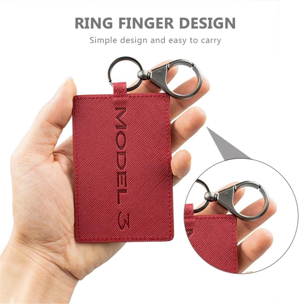 New Leather Key Card Holder Protector Cover Key Chain For Tesla Model 3 Key Card Holder Accessories - Auto GoShop