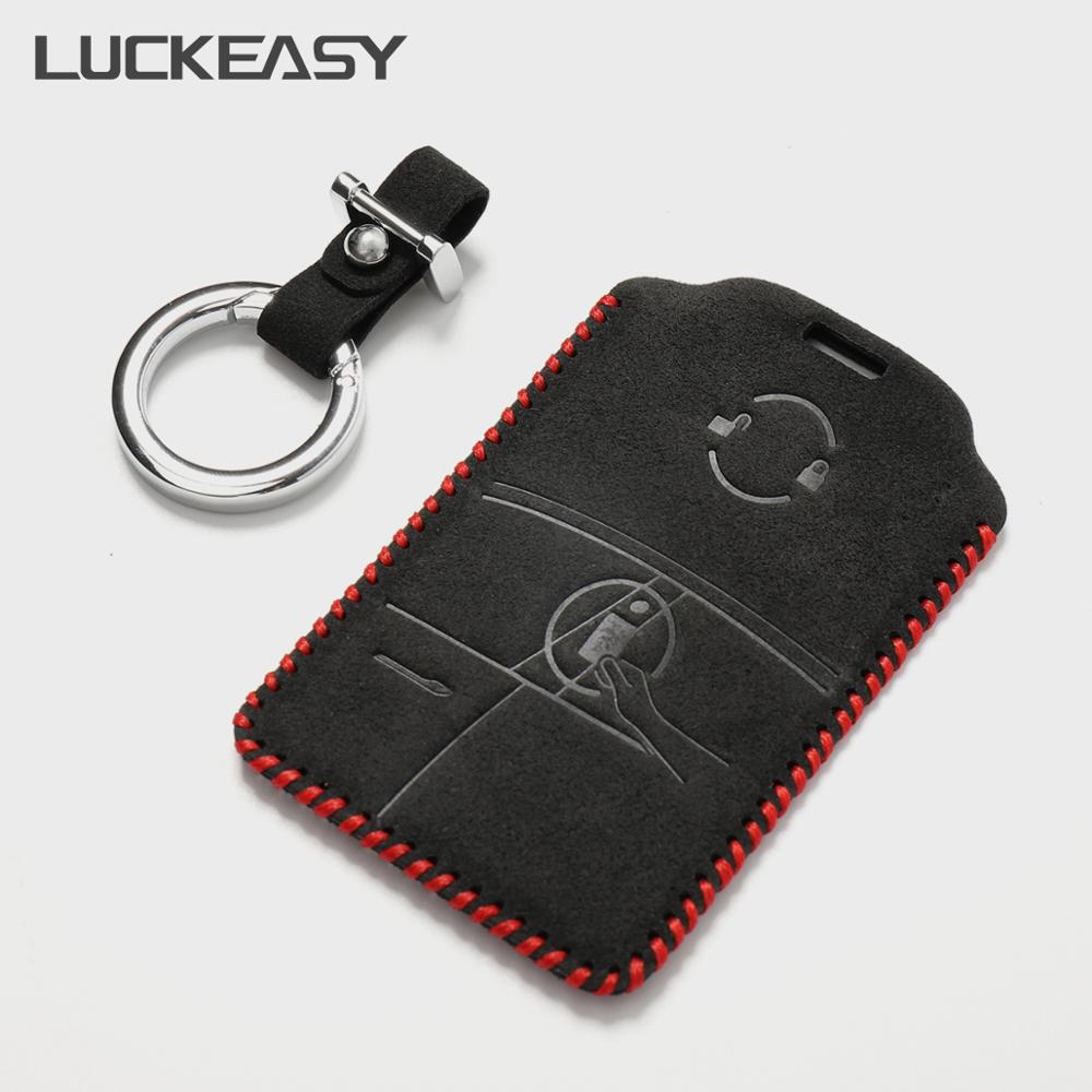 LUCKEASY Card Cover Keychain Holder Keychain for Tesla Model 3 2017-2020 Imitation Alcantara card key set - Auto GoShop