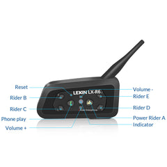 Dark Slate Gray LEXIN 2PCS R6 1200M 6 Riders Motorcycle BT Helmet Intercom Moto Interphone Headsets Intercomunicador Bluetooth Para Motocicleta