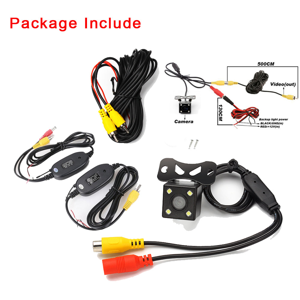 Yellow Podofo Wireless Universal Car Rear View Camera with 4 LED Back Reverse Camera RCA Night Vision Parking Assistance Cameras