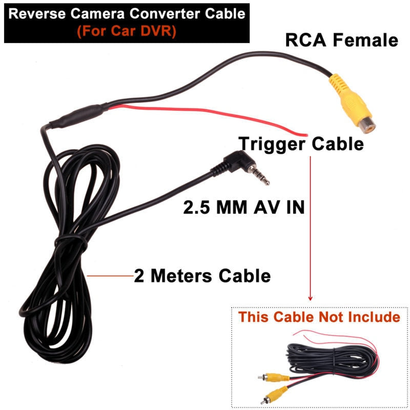 White Smoke RCA to 2.5mm AV IN Converter Cable for Car Rear View Reverse Parking Camera to Car DVR Camcoder GPS Tablet