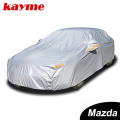 Light Gray Kayme aluminium Waterproof car covers super sun protection dust Rain car cover full universal auto suv protective for Mazda