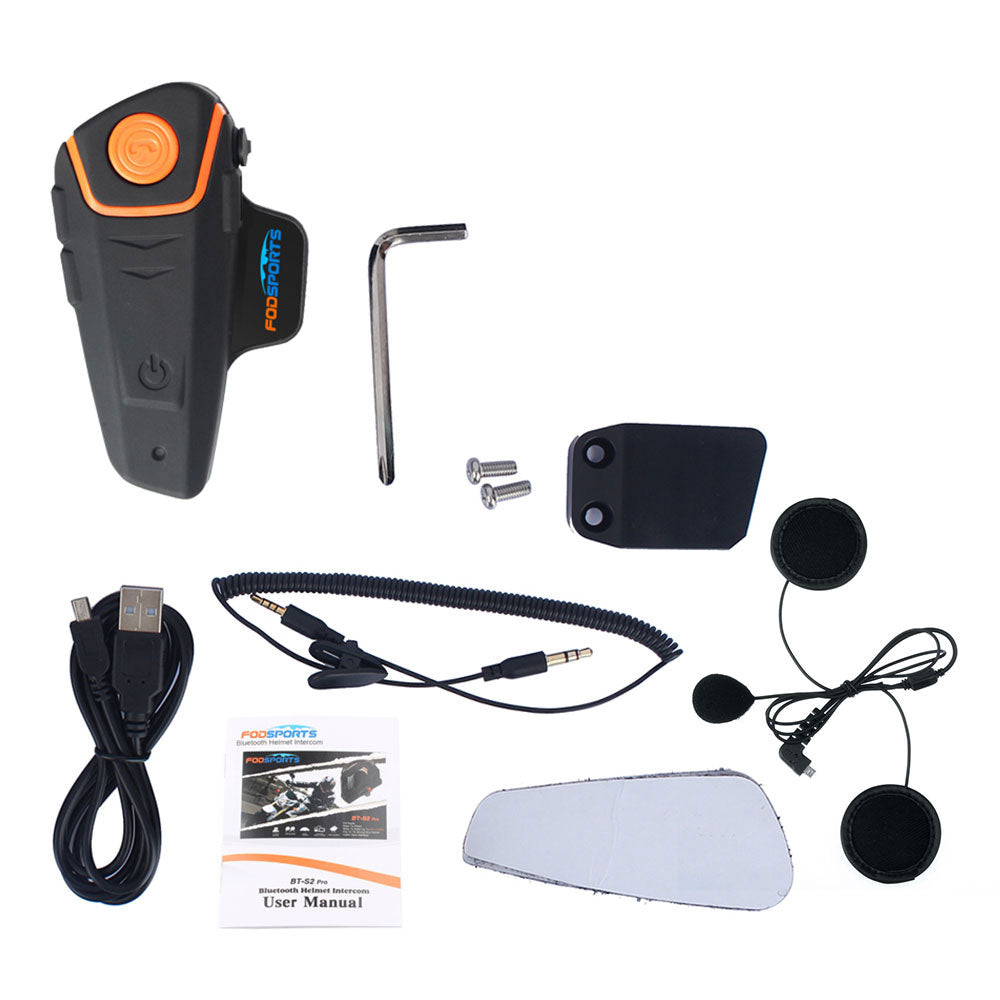 Dark Slate Gray Fodsports BT-S2 Pro Intercom Motorcycle Helmet Headset Waterproof Wireless Bluetooth BT Interphone FM Radio Stereo Music