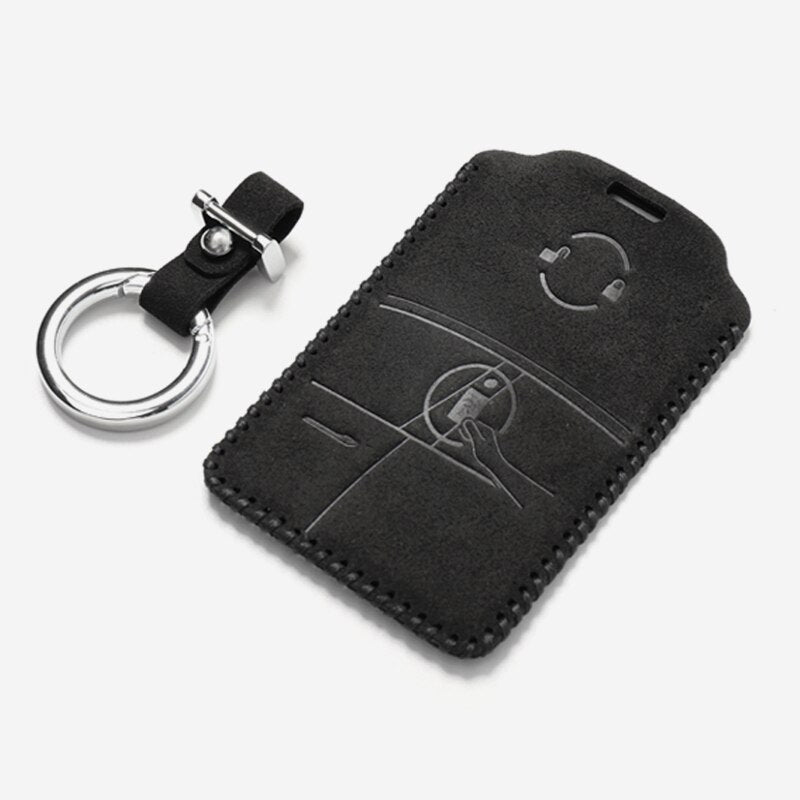 LUCKEASY Card Cover Keychain Holder Keychain for Tesla Model 3 2017-2020 Imitation Alcantara card key set - Auto GoShop