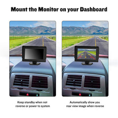 Slate Gray YuanTing Auto LED Backup Rear View Camera Night Vision Kit with 4.3" TFT LCD Car Monitor Screen Parking Assistance System DC 12V