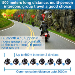 Dark Gray Fodsports M1-S Pro helmet intercom motorcycle helmet bluetooth headset 8 riders 2000M group intercom BT Interphone