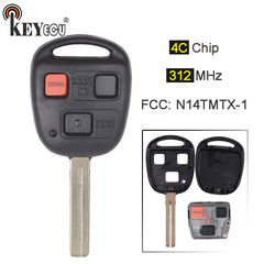 Dark Slate Gray KEYECU 312MHz 4C Chip FCC: N14TMTX-1 Replacement 3 Button Keyless Remote Car Key Fob for Lexus RX300 1999-2003