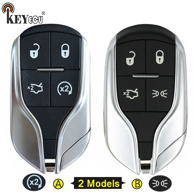 Dark Slate Gray KEYECU for Maserati Ghibli Quattroporte FCC ID: M3N-7393490 Replacement 4 Button Smart Remote Car Key Shell Case Fob
