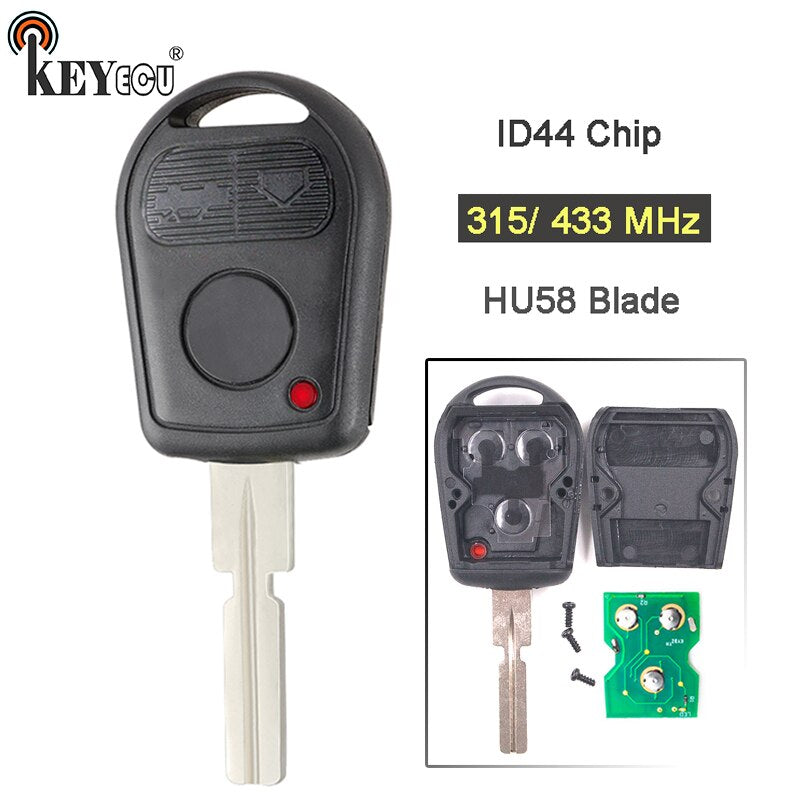 Dim Gray KEYECU  Ajustable Frequency 315/433MHz ID44 Chip HU58 Blade Button Remote Key Fob for BMW E31 E32 E34 E36 E38 E39 E46 Z3
