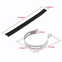 White Smoke 1pcs Carbon Fiber Holder Clamp Fixed Ring Support Bracket for Motorcycle Exhaust Pipe Muffler Escape (Black)