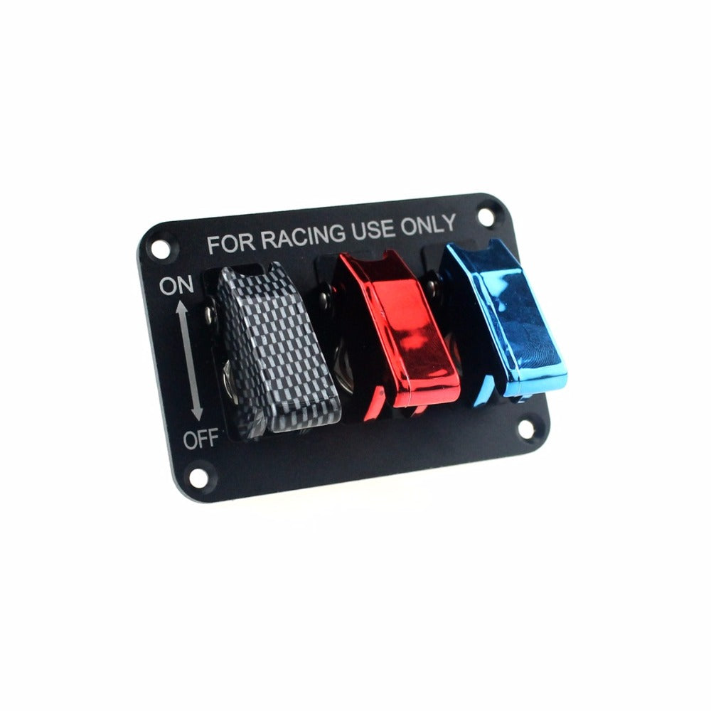 Black DC12V 20A Toggle Switch Panel Carbon Fiber & Red & Blue Racing Car Switch Panel for Racing Car with cable
