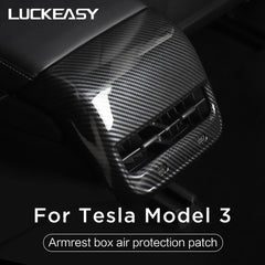 Dark Slate Gray LUCKEASY For Tesla model 3 2017-2019 Rear armrest box ABS Carbon fiber decorative shape Interior decoration Auto Accessories (M3-DE18LCF)