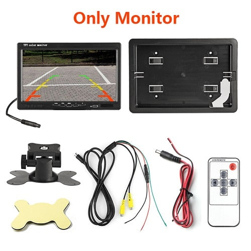 Dark Slate Gray Jansite 7 Inch Wired Car monitor TFT LCD Rear View Camera Two Track rear Camera Monitor For Truck Bus Parking Rear view System