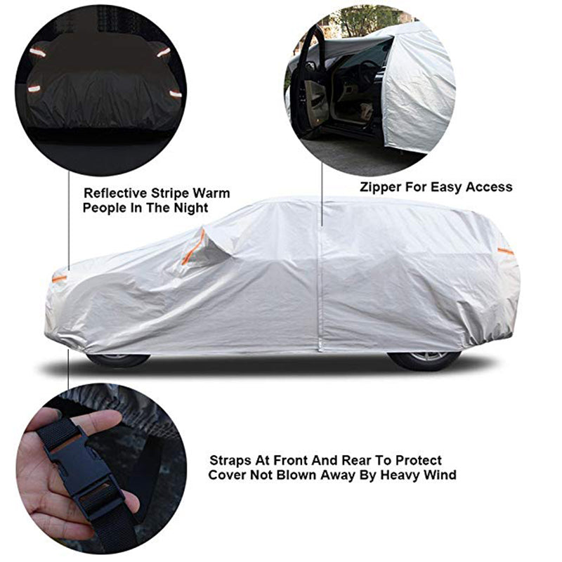 Gray Kayme 210T Waterproof Full Car Covers Outdoor sun uv protection, dust rain snow protective, Universal Fit suv sedan hatchback